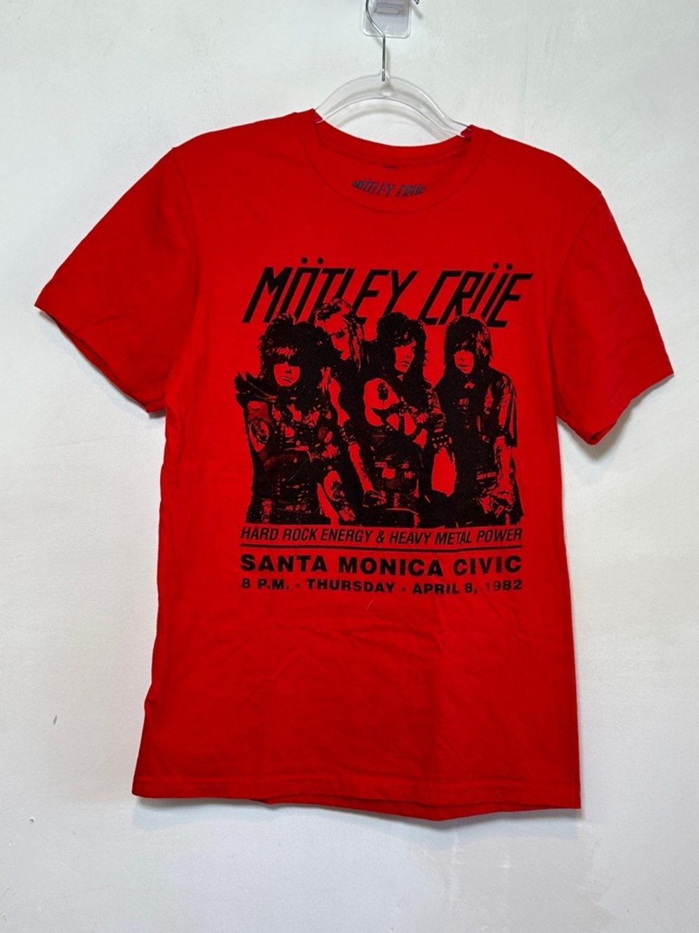 Vintage Motley Crue Band Tee Rock Tour Shirt Red Black Graphic 80s Mens Small